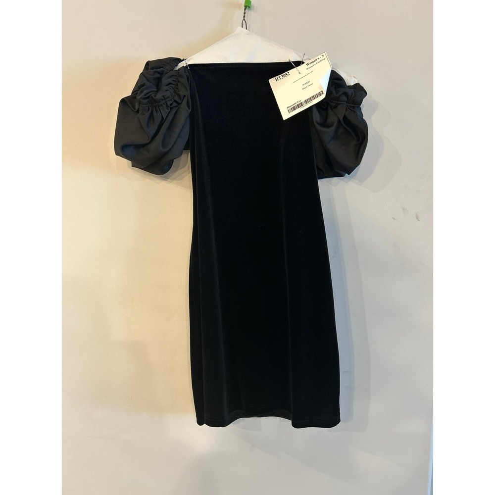 NAKD Black 80s Style Dress Puff Sleeves S